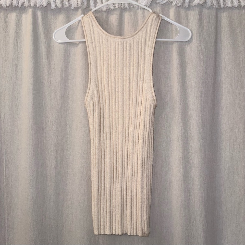 Anthropologie Ivory Ribbed Tank Top - Picture 5 of 6